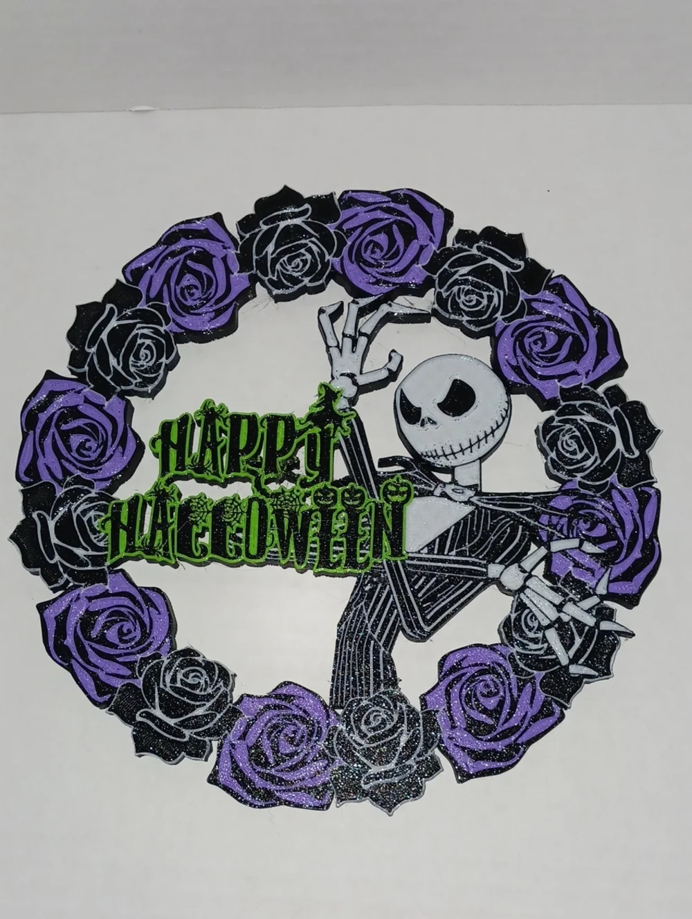 Purple & Black Halloween Wreath Party Decor - Happy Halloween
